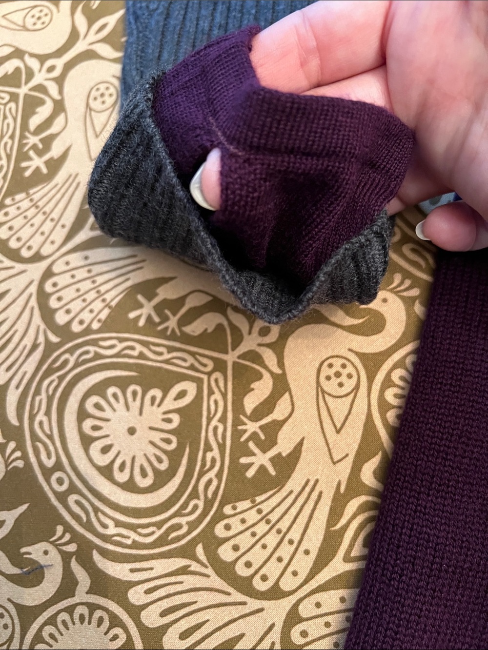 Athleta Purple Hooded Tunic Sweater with Gray Sleeve Panels - Picture 3 of 10